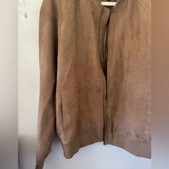 Banana Republic Vegan Suede Bomber Jacket. Size Large. EUC. BROWN - Picture 4 of 7